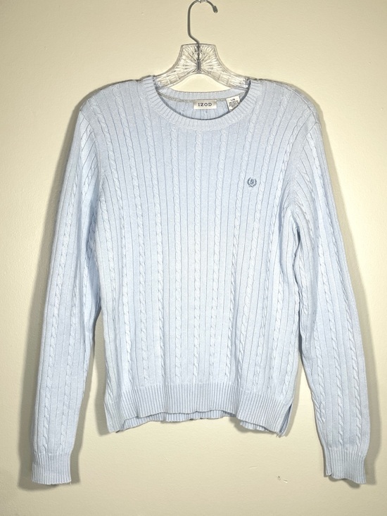 Izod Sweaters - IZOD Light Blue Cable Knit Cotton Crewneck Sweater Preppy Coastal Grandmother